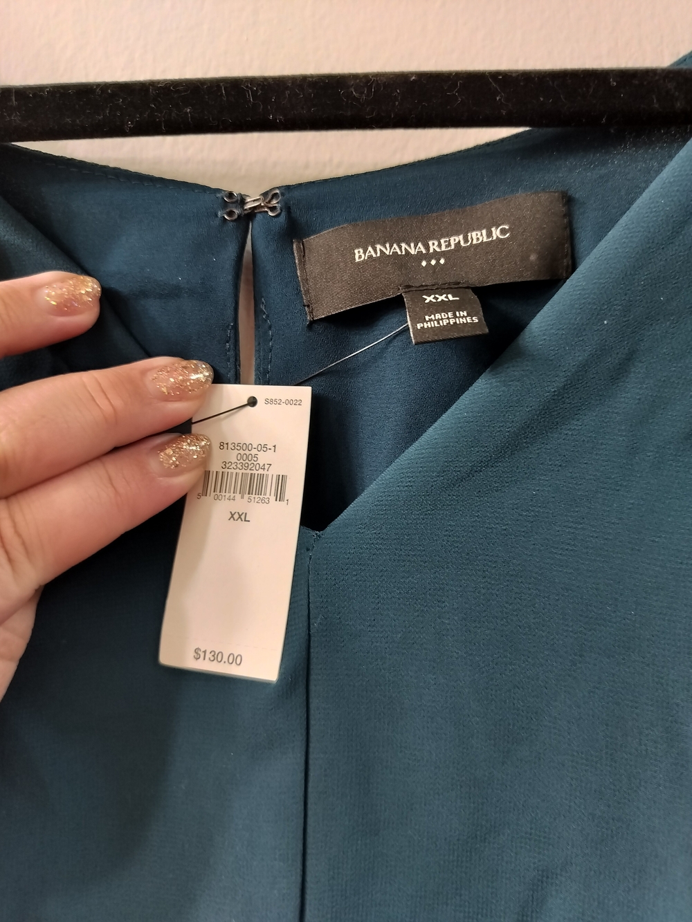 NWT Banana Republic Teal V-Neck Long Sleeve Dress - Picture 3 of 4
